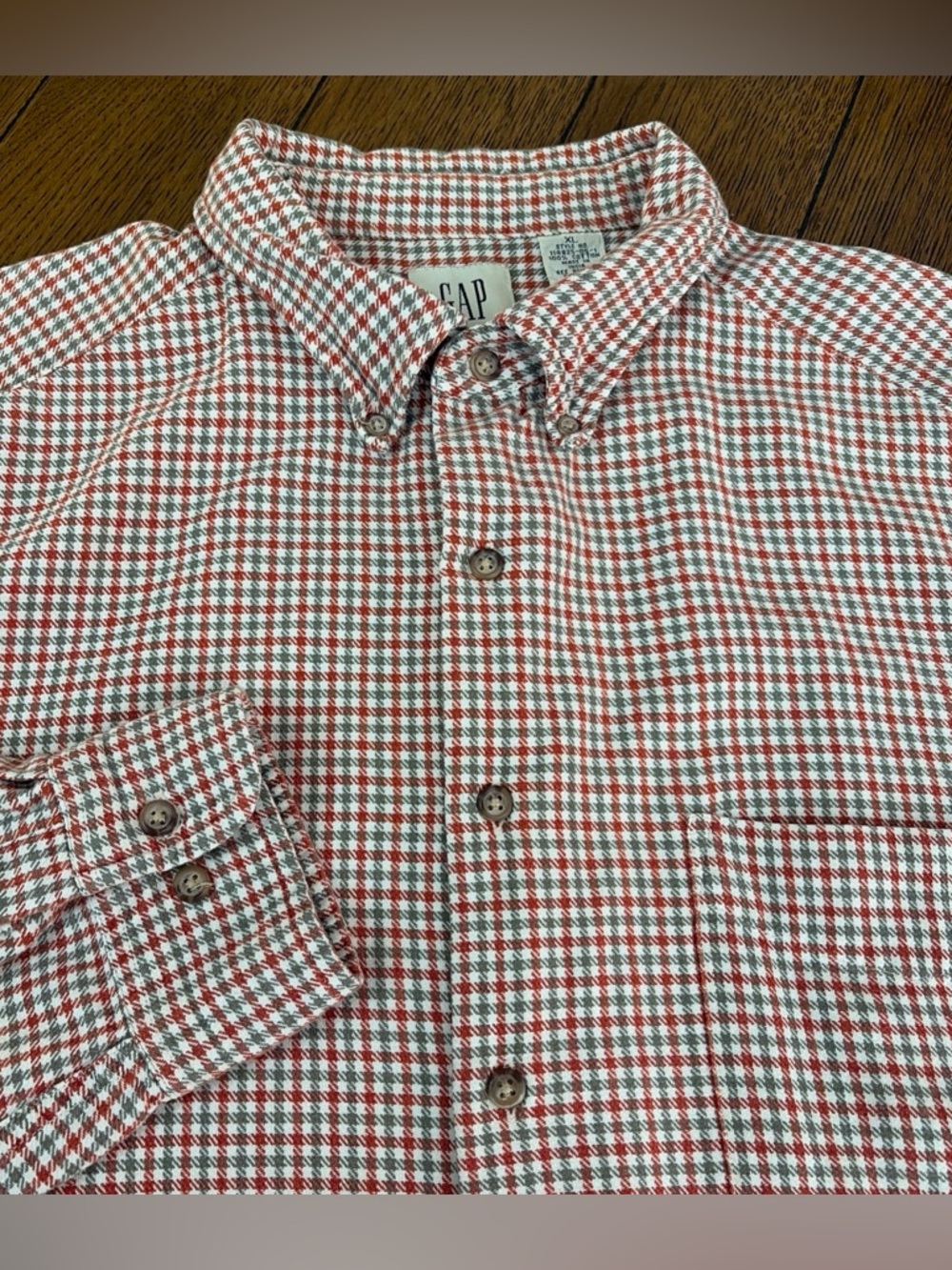 Vintage Gap Button Down Long Sleeve Shirt Gingham Check Men’s XL Read